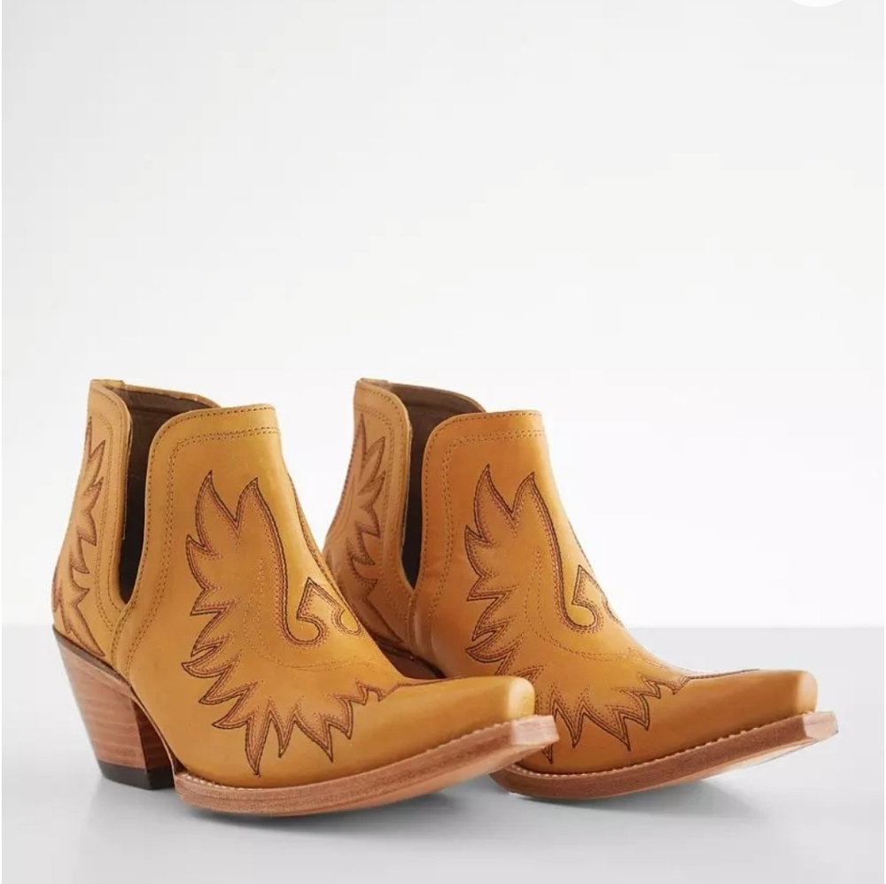 Ariat Golden Tan Leather Western Cutout Ankle Booties